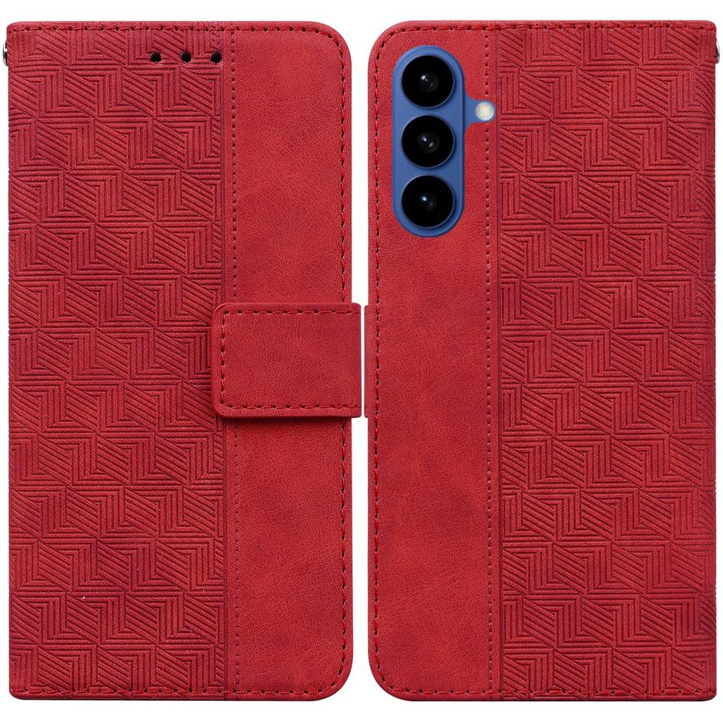 For Samsung Galaxy A57 5G Case Geometry Pattern Leather Wallet Phone Cover with Wrist Strap