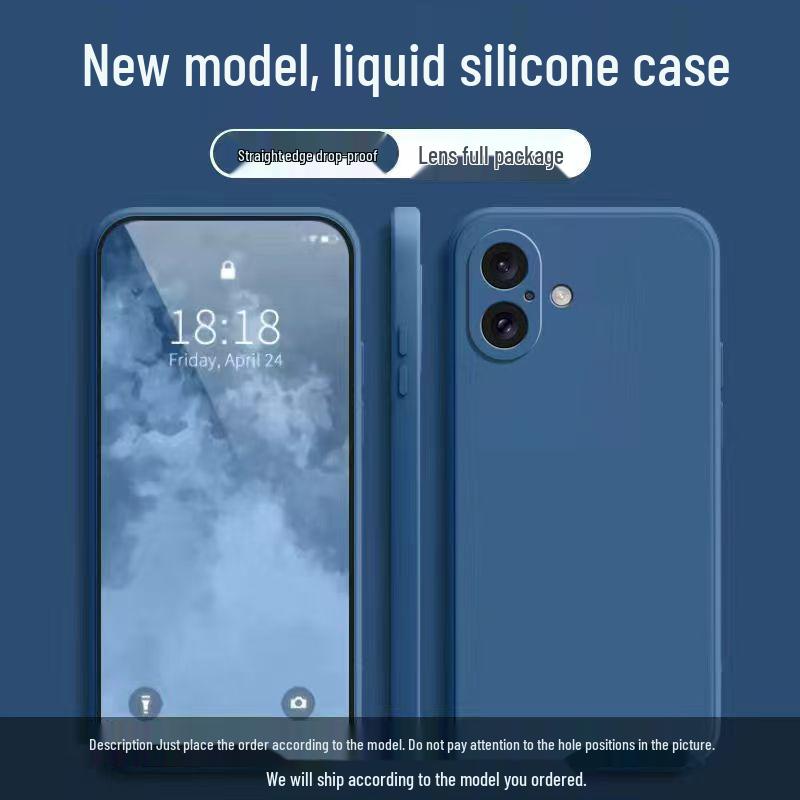 Чехол из жидкого силикона для Apple iPhone 16: Защита от падений, Однотонный цвет, Безопасный для кожи, Высококачественный простой дизайн