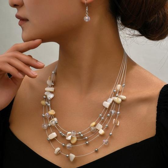 Set Bohemian Style Multi Layers Asymmetric Electroplated Stone Faux Crystal