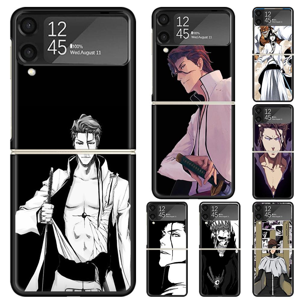 Чехол для телефона Bleach Айзен Сосуке из твердого поликарбоната для Samsung Galaxy Z Flip 7 6 5 4 3 Черный ZFlip7 ZFlip6 Flip5 Flip4 Flip3 5G Печатная крышка