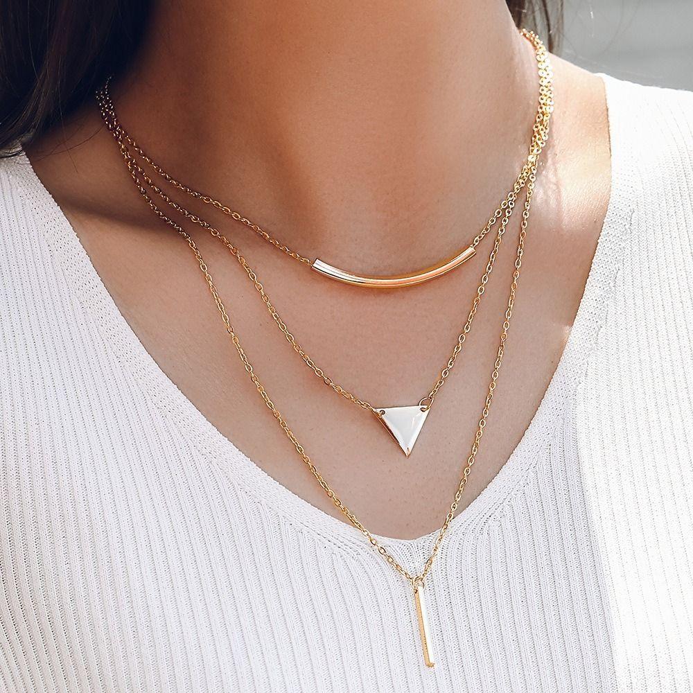 Simple Personalized Love Necklace Multilayer Pendant Clavicle Chain New Double Design Necklace