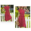 Women Polka Dot Print Midi Dress Crewneck Short Sleeve A-line Dress with Belt Summer Beach Swing Sundress