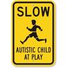 CCPARTON Metal Sign Slow Autistic Child At Play Signs Warning Sign Caution Safety Sign Traffic Road Sign Aluminum Indoor