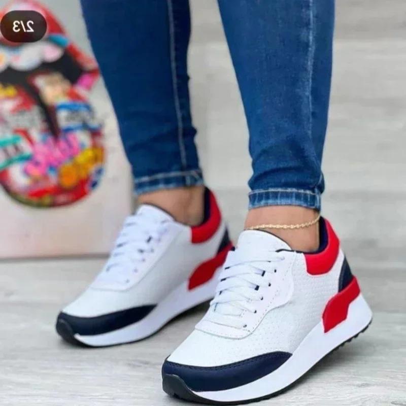Women's Lace-up Sneakers, Outdoor Walking Shoes, Plus Size, Solid Color, Stylish, New Spring Women Shoes Sneakers Women