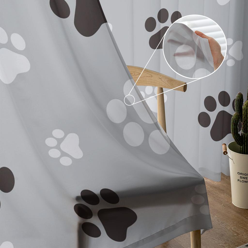 Тюлевые шторы для гостиной, собачьей лапы, черные, серые, для спальни, кабинета, окна, прозрачные шторы, кухня, балкон, интерьер, вуаль, шторы