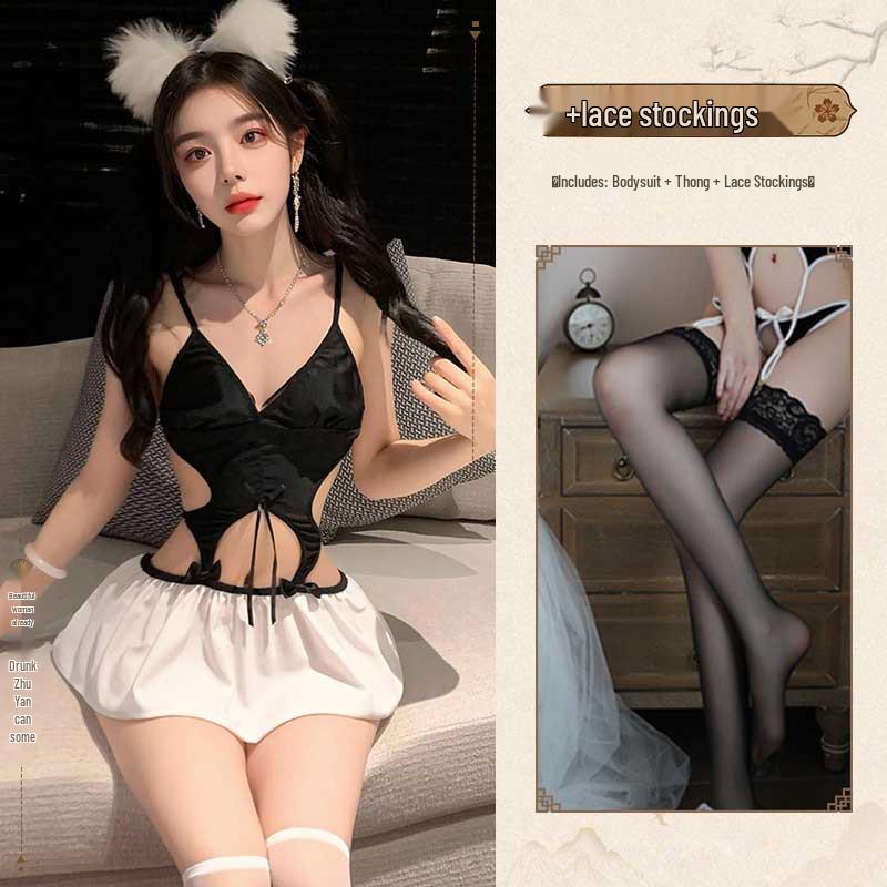 Страстное боди-ночнушка с вырезами и push-up для маленькой груди