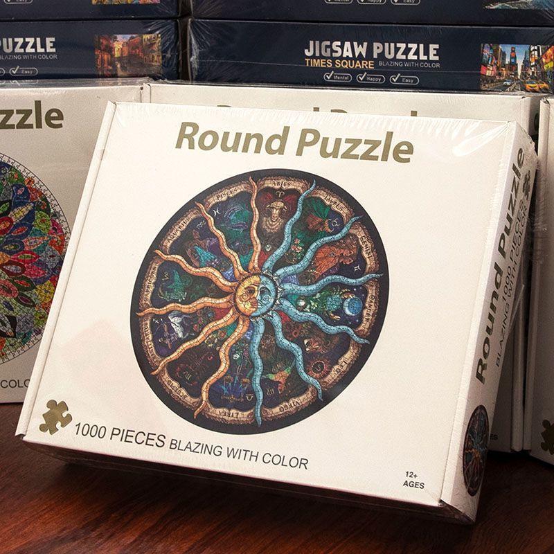 Круглая головоломка из 1000 деталей для взрослых, зодиак, земля, снятие стресса, обучающая игрушка, высокая сложность сборки, детский подарок, семейная игрушка