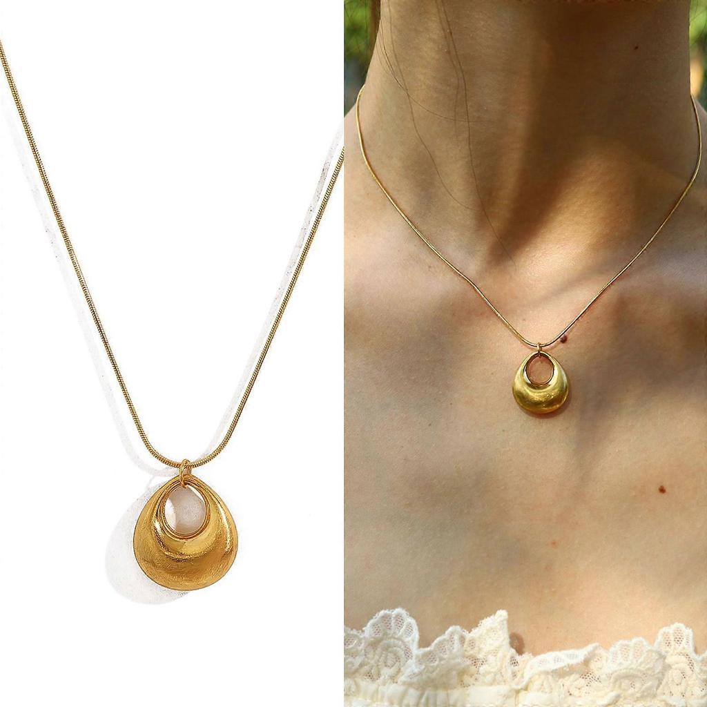 Contemporary Hollow Teardrop Necklace Stainless Steel Small Bag Neckchain Everyday Wear Jewelry Women's Accessories