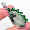 Prehnite, Diopside Handmade 925 Sterling Silver Gift Pendant 2.44" R1O71