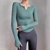Sports Tops Women's V-Neck Stretchy Quick Dry Yoga Clothing Training Long Sleeve Tight Slim Fitness Clothes