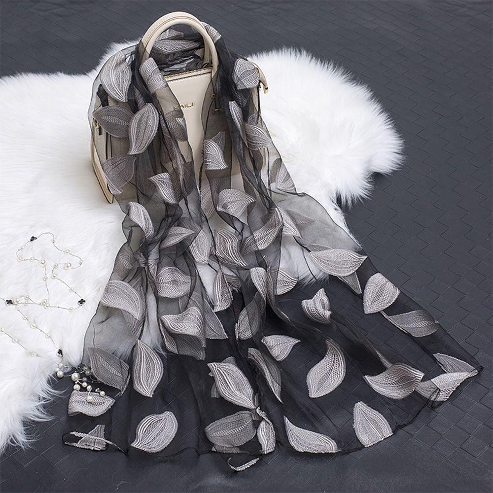 Soft Silk Scarf Organza Gauze Sheer Wrap Summer Shawls Women