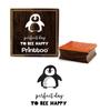 Printtoo Baby Penguin & Perfect Day To Bee Happy Design Square Wooden Rubber Stamp-2 x 2