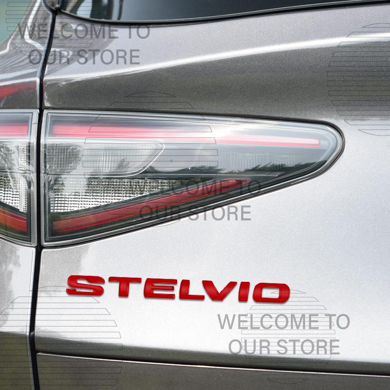 Car Decor Metal For Stelvio Alfa Romeo Letter Emblem 3D Sticker Accessories Glossy Black Tail Rear Trunk Decals pgi231
