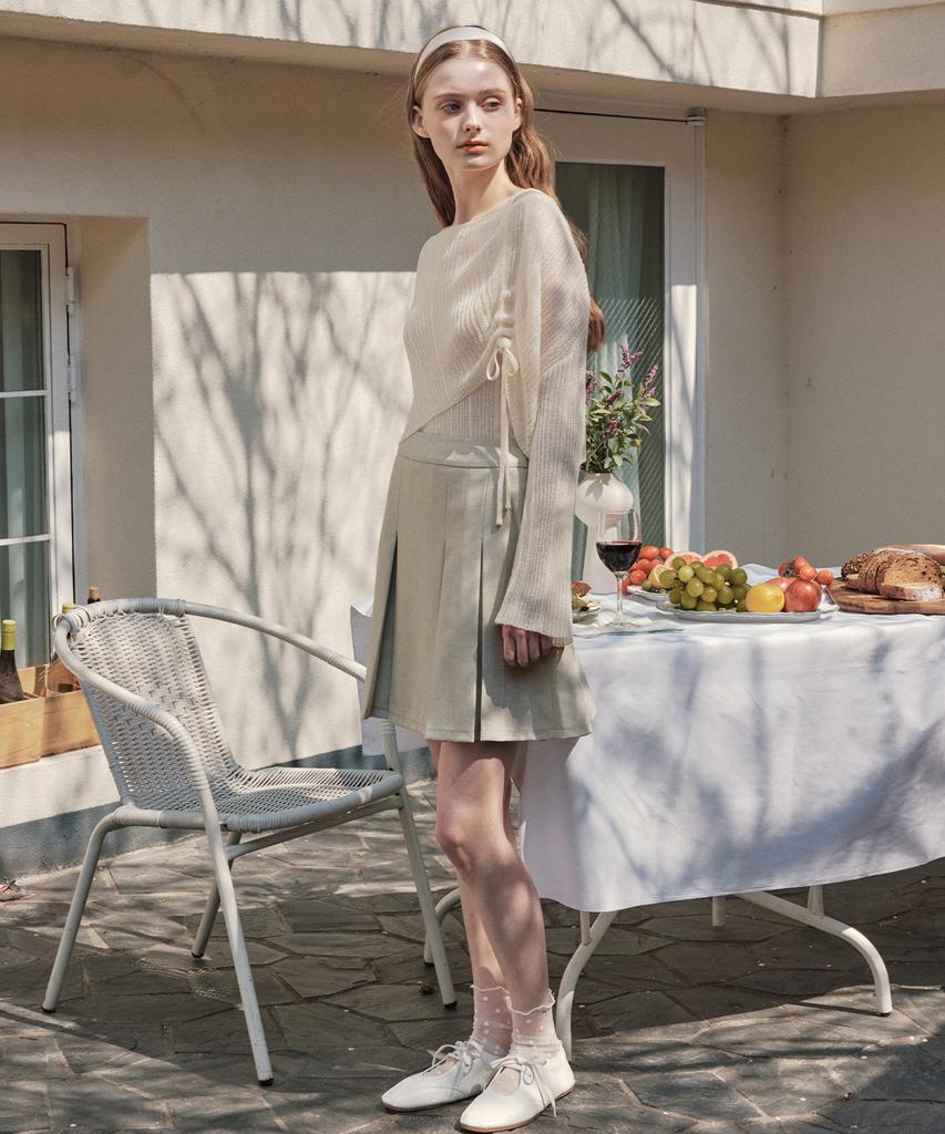 ZEROSTREET [4 Colors] String Point Knit & Sleeveless Set