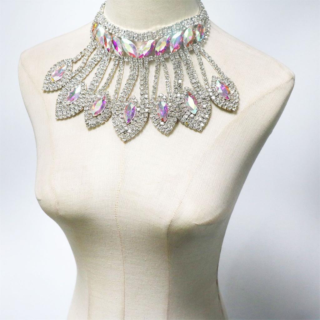 European And American Necklaces, Exaggerated Ab Rhinestone Neck Chains, Banquet Party Accessories, Necklaces, Neck Accessories, Gifts