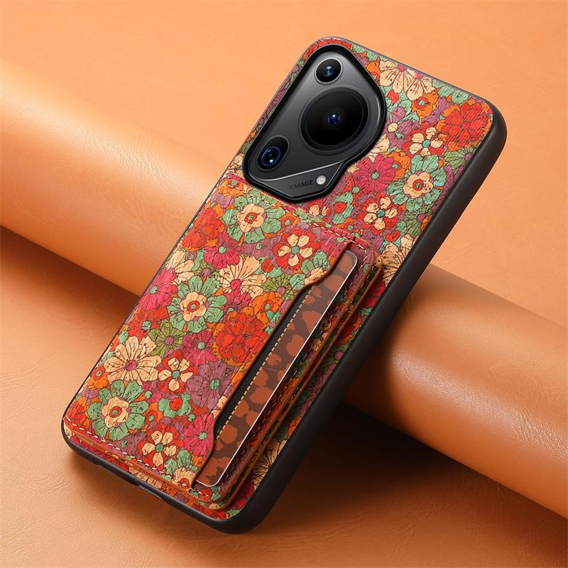 Кожаный магнитный кошелек с рисунком цветка Чехол для телефона Для Huawei Pura 70 70Pro P60 Mate 70 60 50 40 30 Nova 12 11 Держатель Задняя крышка
