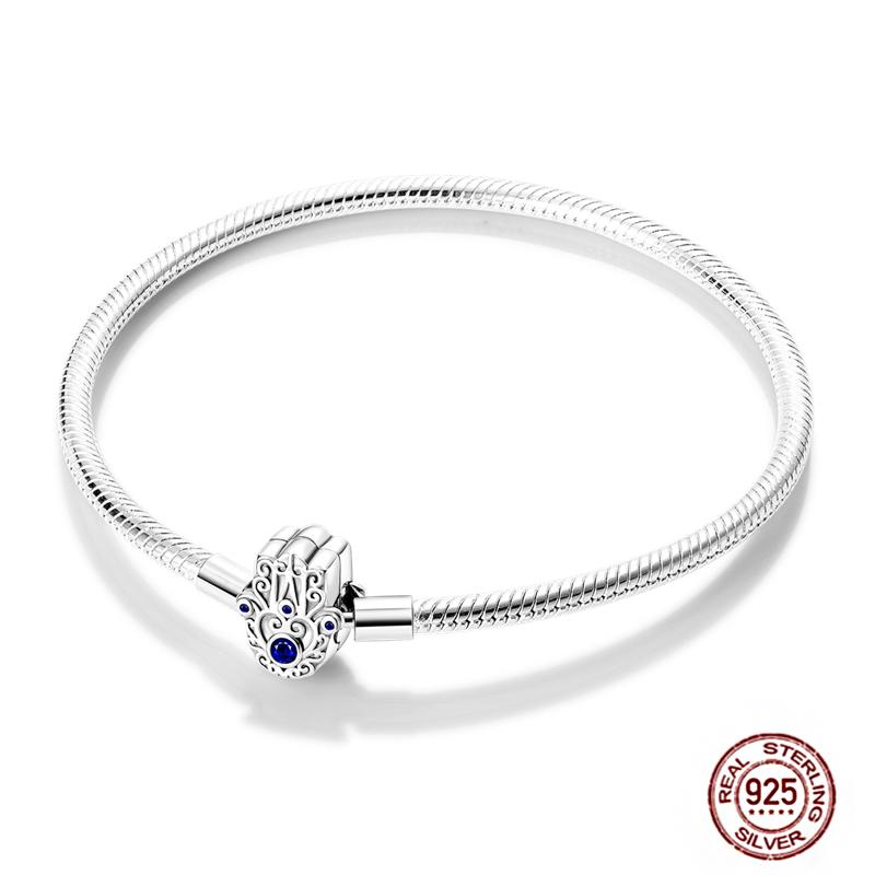 17-20CM Star Moon Bracelet 925 Copper Pink Heart Clover Charms Snake Chain Luminous Bracelet For Women DIY Birthday Zircon Gift