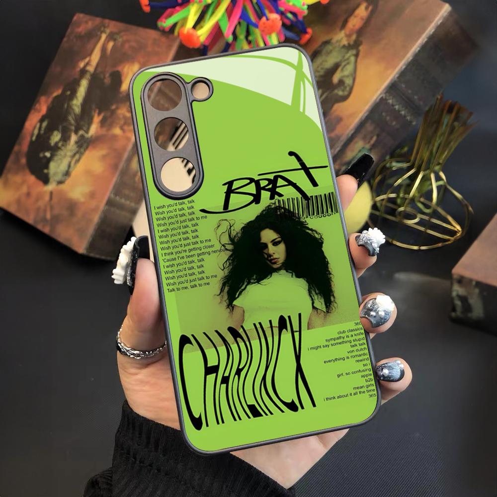 Чехол для телефона Singer C-Charli XCX BRAT для Samsung Galaxy S26 S25 S24 S23 S22 S20 S21 Ultra Plus Fe Цветной Серебристый Чехол