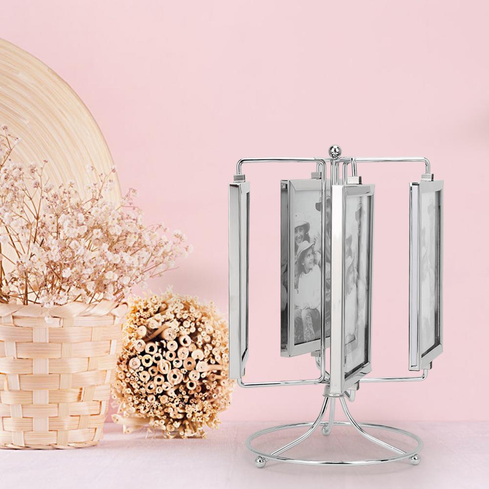 Металлическая вращающаяся фоторамка для дома, вращающаяся рамка для меню ресторана для фото 4x6 дюймов