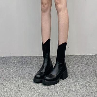 Осенняя и зимняя обувь Удобные женские сапоги на высоком каблуке Короткие каблуки Толстая подошва и большой размер