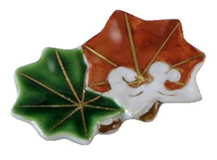 Set of 5 and chopstick 5 Yoshiyama Wave Maple hhn489 Kyo-yaki Kiyomizu-yaki rests, colors, 5.5cm, pattern,