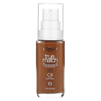 L'Oréal, True Match, Суперсмешиваемый тональный крем, C8, Прохладный Средний Глубокий, 1 жидкая унция (30 мл)
