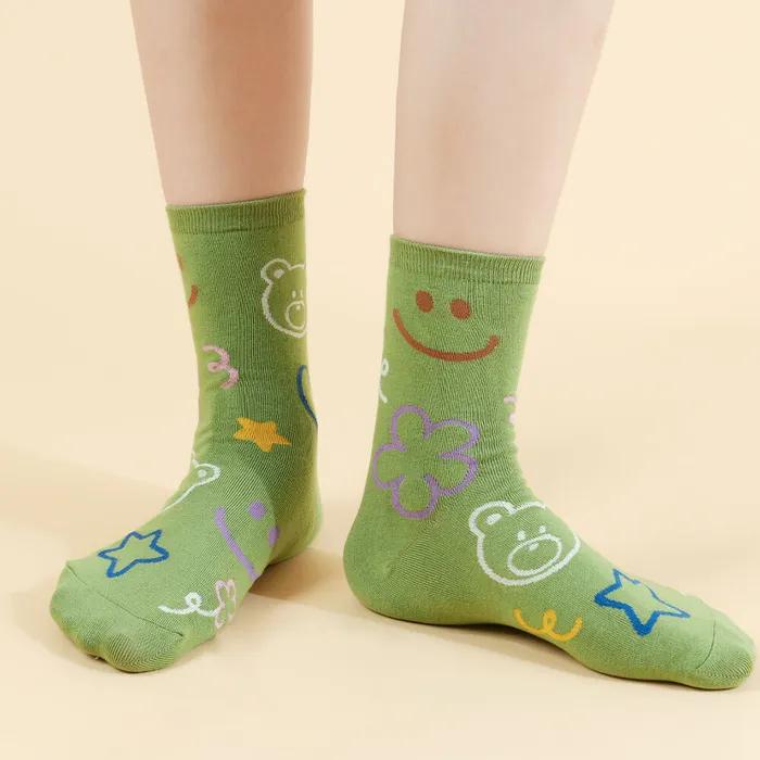 Женские модные носки Kiki Yasocks Линейный рисунок Медведь 5 цветов