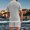 Seaside Beach Sexy Two Piece Sets Mens Fashion Hollow Out Breathable Mesh Shirts and Shorts Suits Men Daily Leisure Mesh Outfits