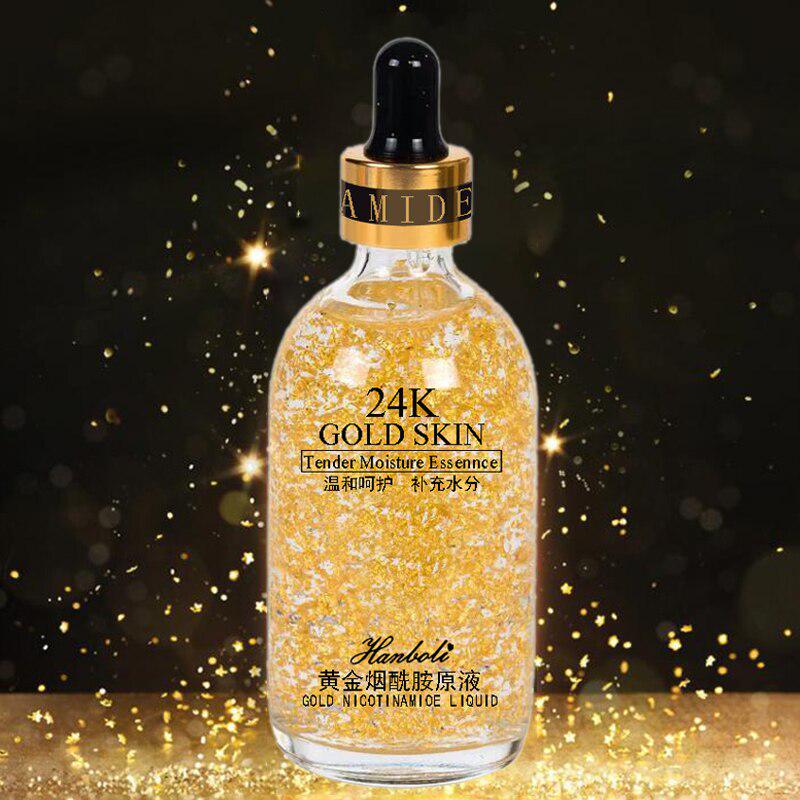 24K Gold Tense Moisture Essence Сыворотка с чистой гиалуроновой кислотой против морщин Золотая никотинамидная жидкая эссенция для ухода за кожей