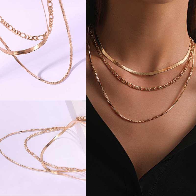 Многослойное ожерелье-чокер в стиле панк с плоским лезвием и змеиным звеном, простое ожерелье с воротником золотого цвета для женщин, ювелирные изделия