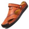 Men's Oversized Sandals Men's Trendy Leather Beach Shoes Casual Sandals and Slippers Men's Shoes Sewn Shoes