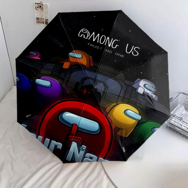 1 PC Automatic Folding Umbrella - Among Us Custom Name Pattern, Portable & Foldable Design with 8 Ribs, Christmas Birthday Gifts