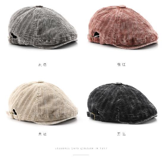 Women's washed corduroy denim forward cap, outdoor men's sun hat, painter's hat, beret