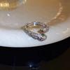 Retro Sliver Color Snake Zircon Open Rings For Women Men Y2K Exquisite Shiny