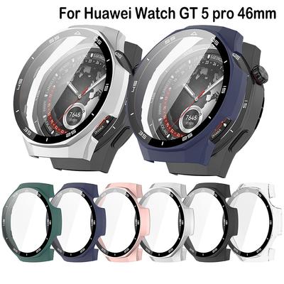 Полный защитный чехол для Huawei Watch GT 5 pro 46 мм, чехол-защитная пленка для экрана GT5 pro 46 мм, крышка, ПК 2в1, корпус+закаленное стекло