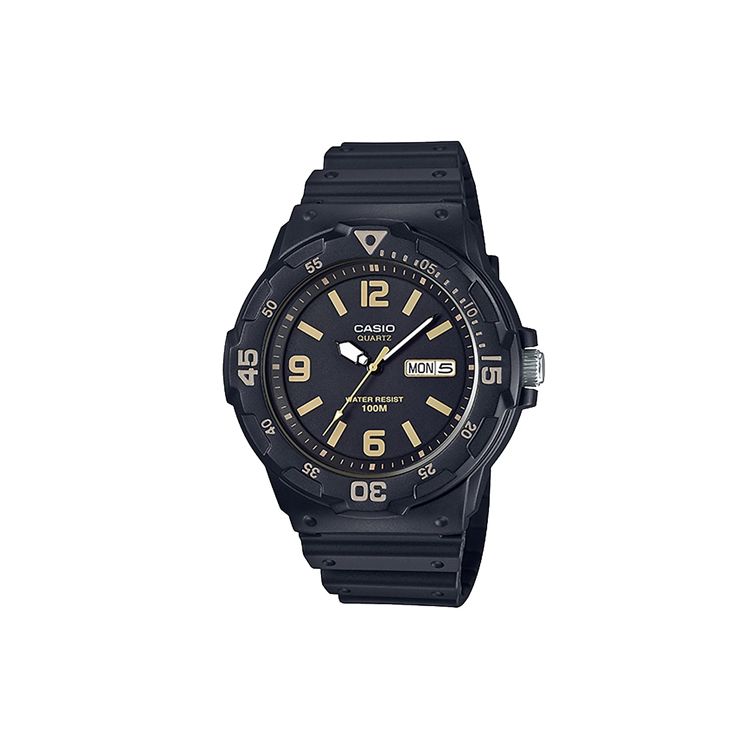 Casio Серия Youth MRW Круглый циферблат Три стрелки Повседневные Кварцевый механизм Ремешок из смолы Мужские часы Черный MRW-200H-1B3