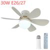 E26/E27 Светодиодный светильник-вентилятор Потолочные вентиляторы с лампой и пультом 30/40 Вт Лампа-вентилятор С регулировкой яркости Таймер для спальни, кухни, гостиной