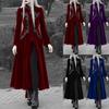FiveFive Autumn Winter Trench Coat Outerwear Medieval Cosplay Costume Women Fashion Long Sleeve Velvet Tailcoat Jacket Vintage Gothic Long Dress Coat