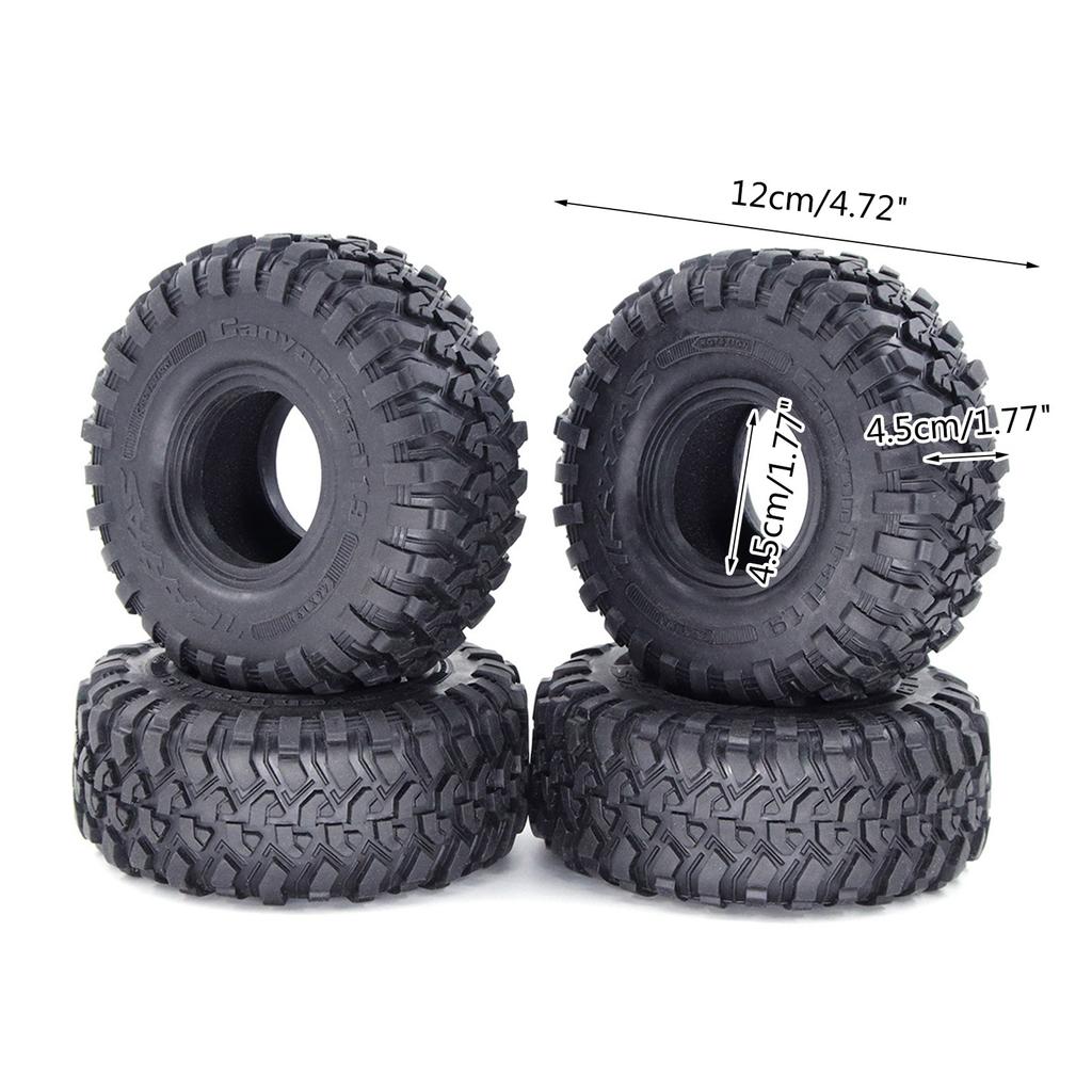 4PCS 1.9 Inch RC Crawler Rubber Tires for 1/10 RC Rock Crawler Traxxas TRX-4 TRX-6 Axial Scx10 90046 RC4WD RC Car