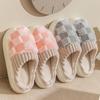 Autumn Winter Women's Slippers Fashion Couple Plaid Cotton Slippers Soft Sole Slides Women Indoor Flat Home Non-slip Warm Shoes