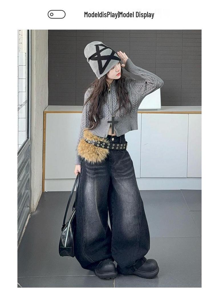 Комплект для девочек «Осень 2025», кардиган с капюшоном и джинсы в корейском стиле