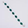 Green Onyx Gemstone Bracelet Natural Green Chalcedony Oval Shape Ethnic Style Handmade Jewelry 925 Sterling Silver Bracelet 7-8" WSJ-4659
