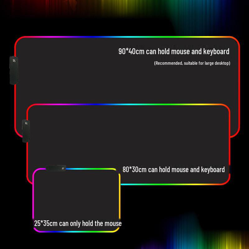 Коврик для игровой мыши со светодиодной подсветкой RGB и замком по краю — большой коврик для киберспорта и использования в офисе