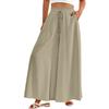 Women High Waisted Wide Leg Pants Summer Casual Flowy Palazzo Pants Solid Beach Trousers With Pocket