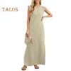Летнее женское платье с круглым вырезом, трапециевидной формы, без рукавов, со свободной талией, однотонное, до щиколотки, длиной, OL, повседневное платье макси