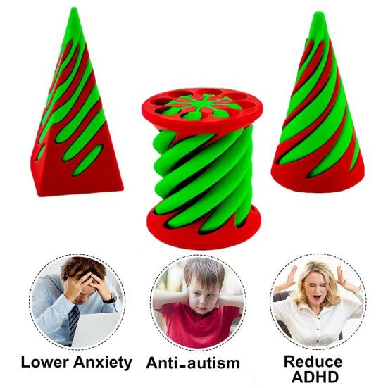 3 шт./набор 3D-печатных спиральных конусов, невозможных пирамид, проходных скульптур, спиральных цилиндров, фигурок, снятия стресса, тревожности, обучающих игрушек-пирамид