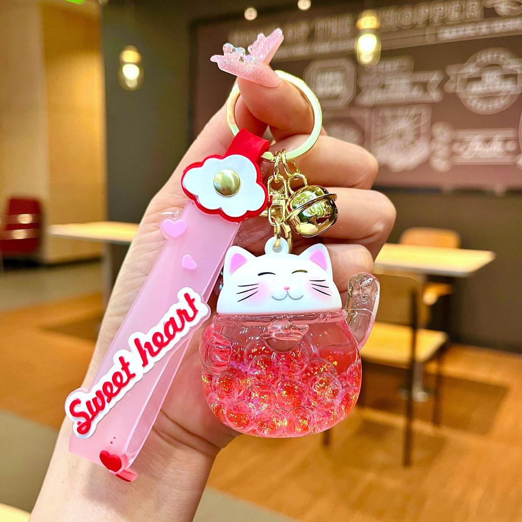 Брелок-подвеска Lucky Cat Quicksand с масляным наполнением - милый маленький подарок
