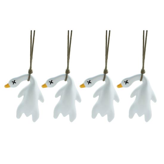 4Pcs Roast Duck Car Pendant Color Changing Duck Swing Ornament UV Temperature Indicator Cute Rearview Mirror Pendant Home Office Decor