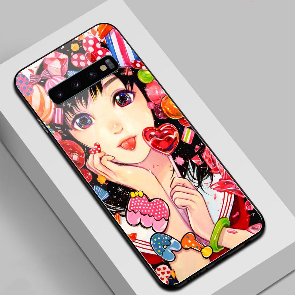 Чехол для Samsung S20 Plus Candy girl Стеклянная задняя крышка Note 9 чехол для Galaxy S8 S9 S20 plus Note 8 9 10 plus S10e S20 ultra S22