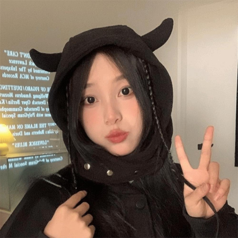 Ear Protection Lei Feng Cap Solid Color Winter Pullover Cap Fashion Demon Ear Hat Female/Male
